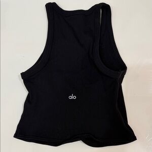 Alo Black Ribbed Racerback Tank